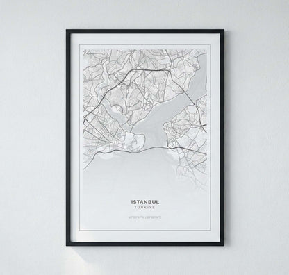 Minimal İstanbul Haritası — Premium Şehir Duvar Sanatı
