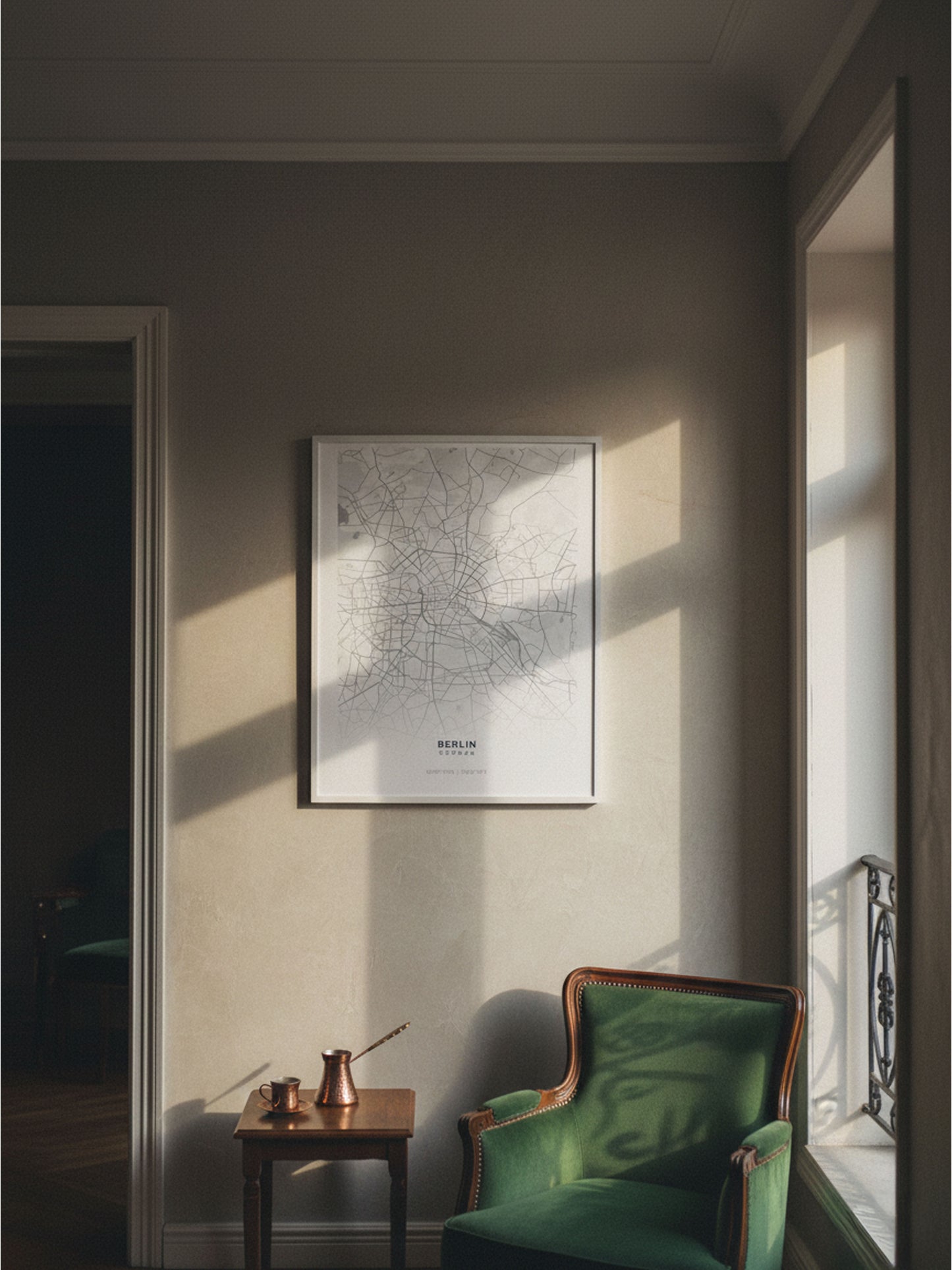 Minimalist Berlin Haritası — Premium Şehir Duvar Sanatı