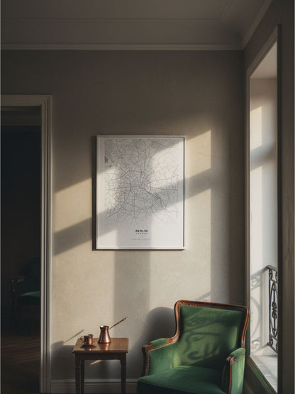 Minimalist Berlin Haritası — Premium Şehir Duvar Sanatı