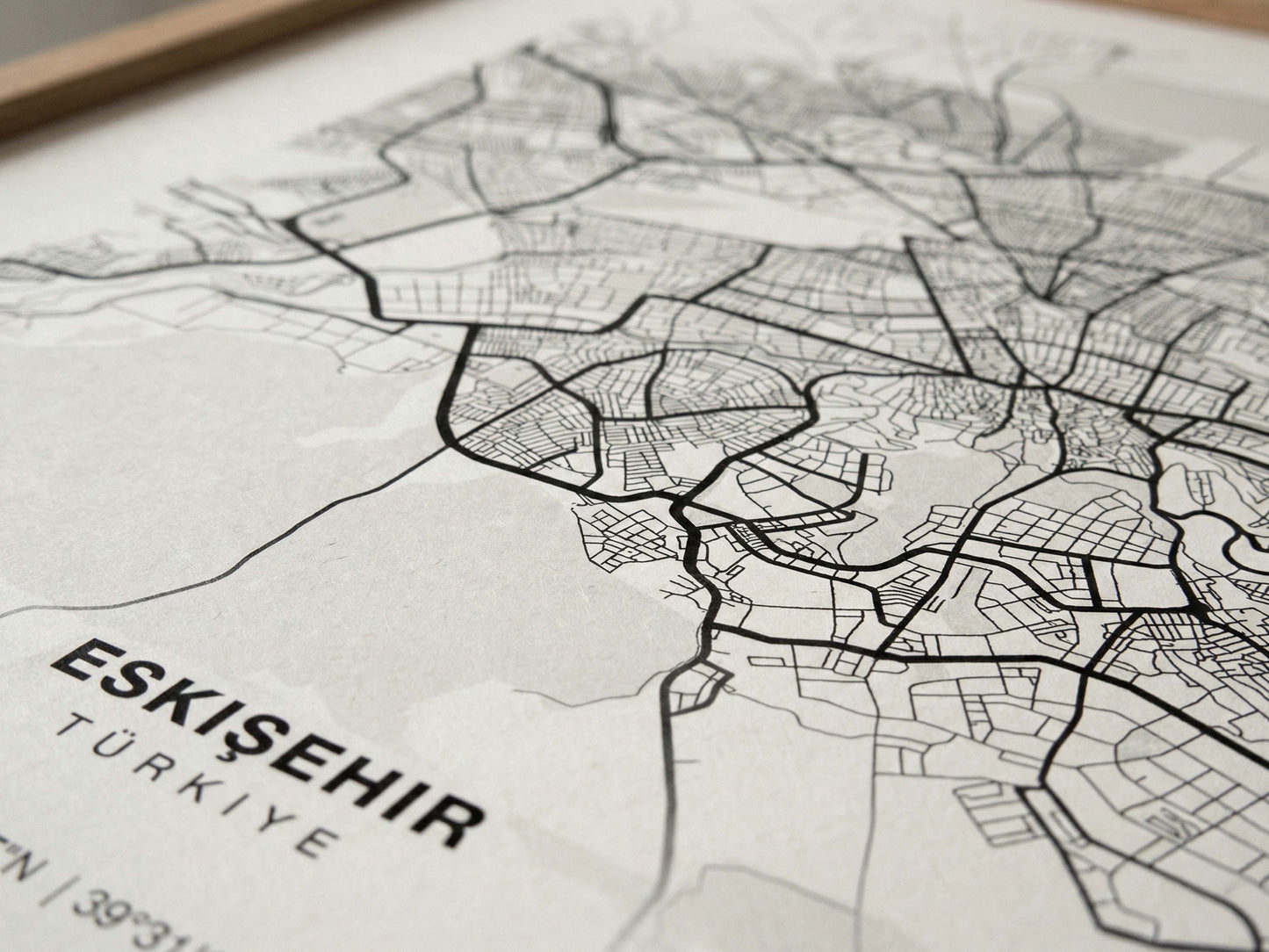 Minimal Eskişehir Haritası — Premium Şehir Duvar Sanatı