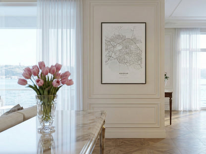 Minimal Eskişehir Haritası — Premium Şehir Duvar Sanatı