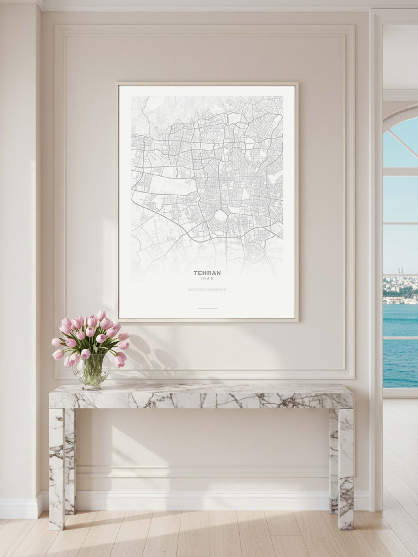 Minimal Tehran Map — Premium City Wall Art