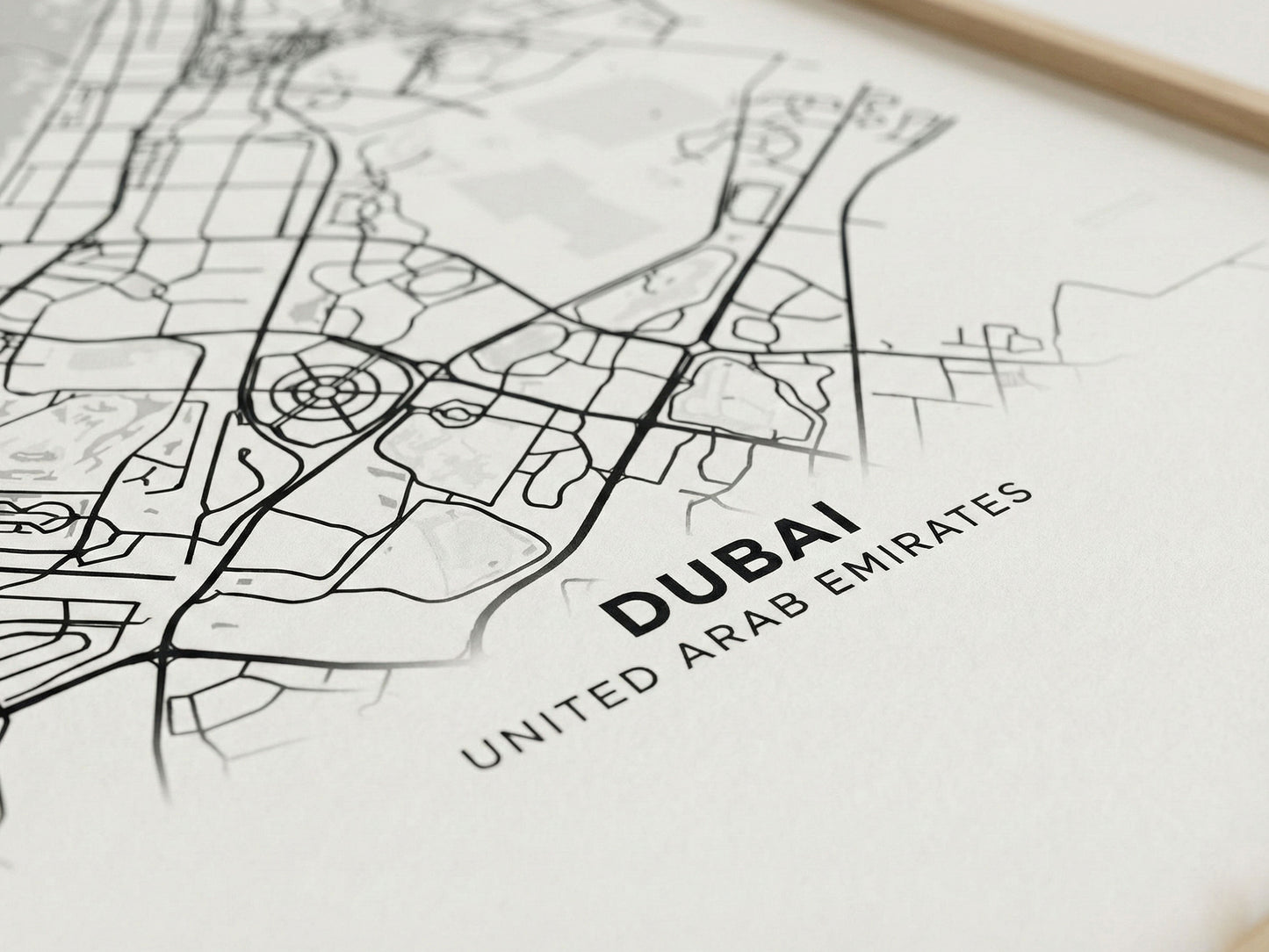 Minimal Dubai Haritası — Premium Şehir Duvar Sanatı