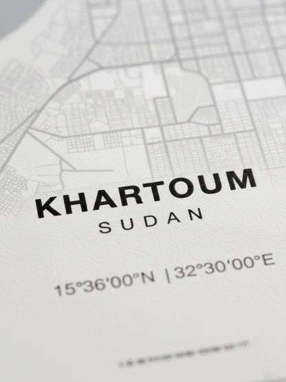 Minimal Hartum Haritası — Premium Şehir Duvar Sanatı