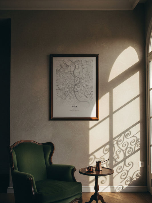 Minimal Köln Haritası — Premium Şehir Duvar Sanatı