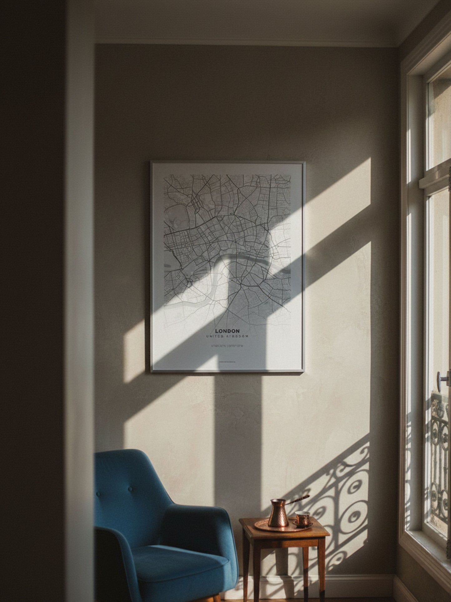 Minimal Londra Haritası — Premium Şehir Duvar Sanatı