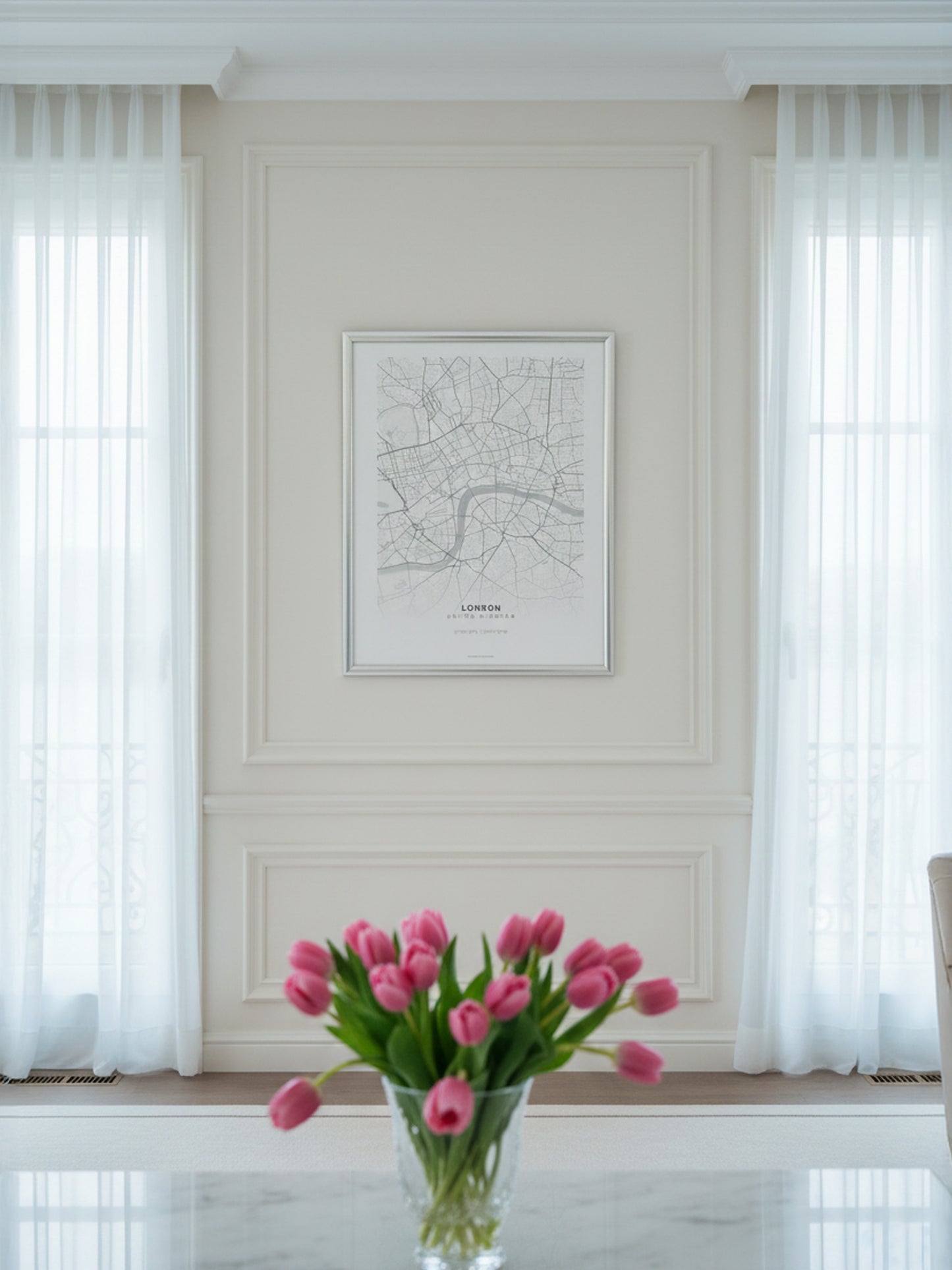 Minimal Londra Haritası — Premium Şehir Duvar Sanatı